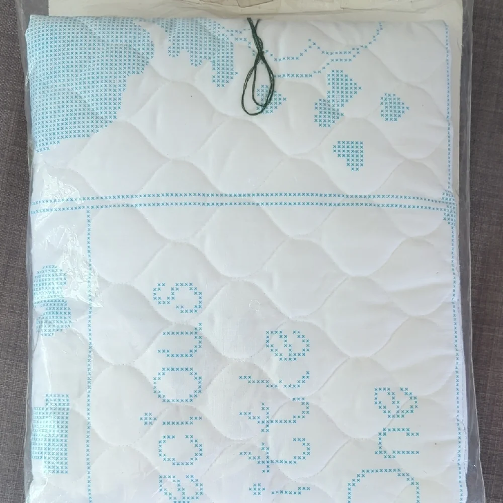 Vintage Precious Moments Pastel Baby Quilt Cross Stitch Kit